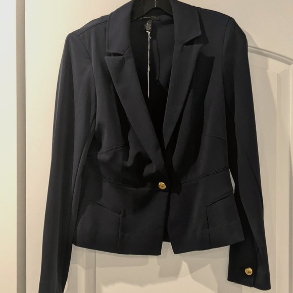 NWOT INC International Concepts Navy Blazer Single Button Suit Jacket size small - Picture 1 of 8